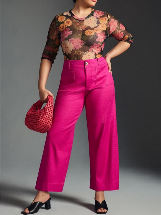 Anthropologie Pants - ANTHROPOLOGIE MAEVE The Colette Linen Cropped Pants in Pink size 16 Plus